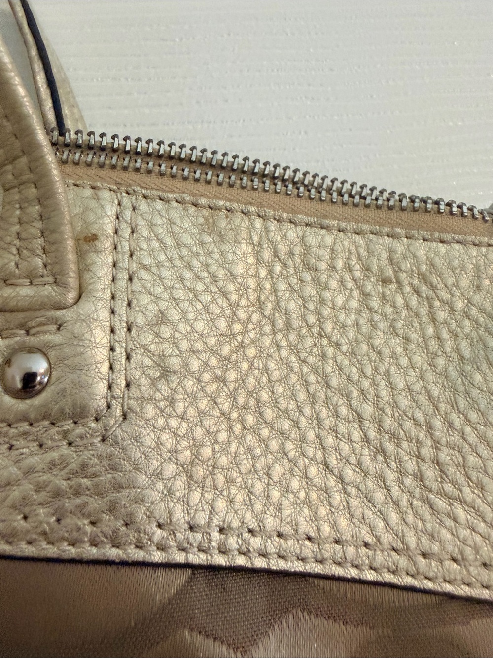 Coach Taupe Signature Canvas Tote with Cream Leather Accent - Picture 7 of 10